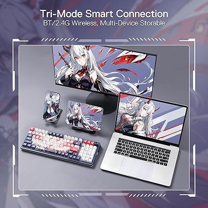 Redragon K686 PRO SE 98 Keys Wireless Gasket RGB Gaming Keyboard, 3-Mode Anime Mechanical Keyboard w/Hot-Swap Socket, Dedicated Knob Control & 5-Layer Noise Dampening, Custom Hi-Fi Linear Switch